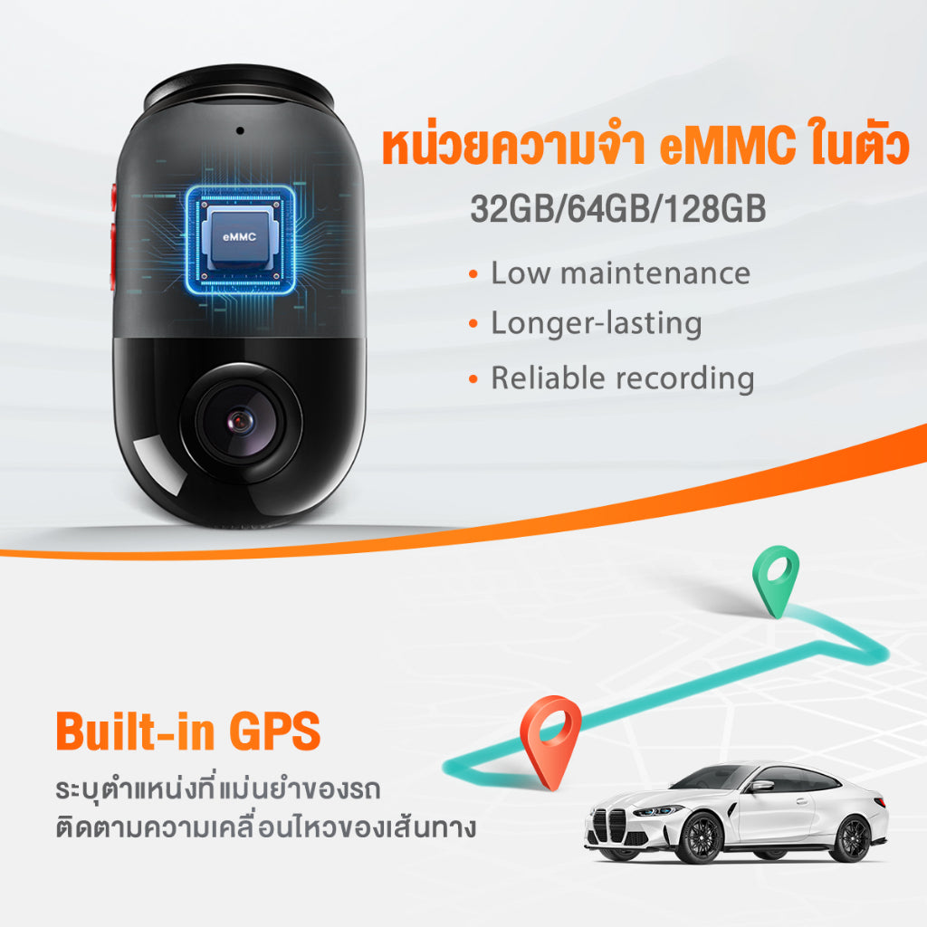 70mai Omni Dash Cam X200 กล้องติดรถยนต 4G Built-In GPS 1080P Full HD 60FPS HDR 70 mai Car Camera 140 °องศามุมกว้าง