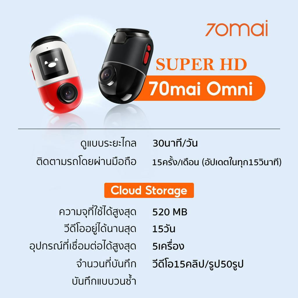 70mai Omni Dash Cam X200 กล้องติดรถยนต 4G Built-In GPS 1080P Full HD 60FPS HDR 70 mai Car Camera 140 °องศามุมกว้าง